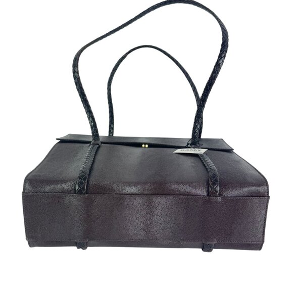 BALLY Vintage Brown Leather Braids Straps Shopper Tote Bag Made in Italy - Picture 5 of 16